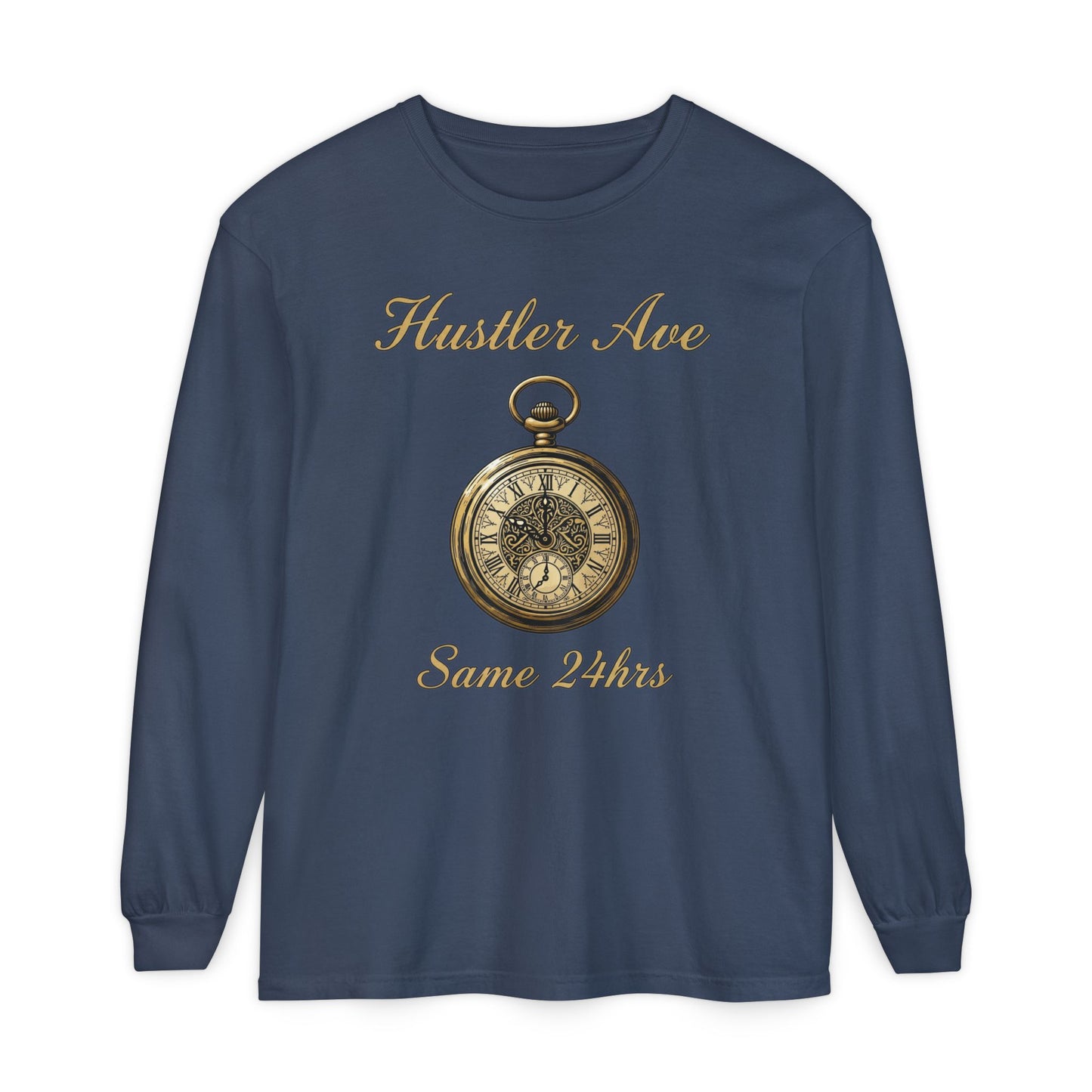 "Hustler Ave" Same 24Hrs Pocket Watch Long Sleeve Tee