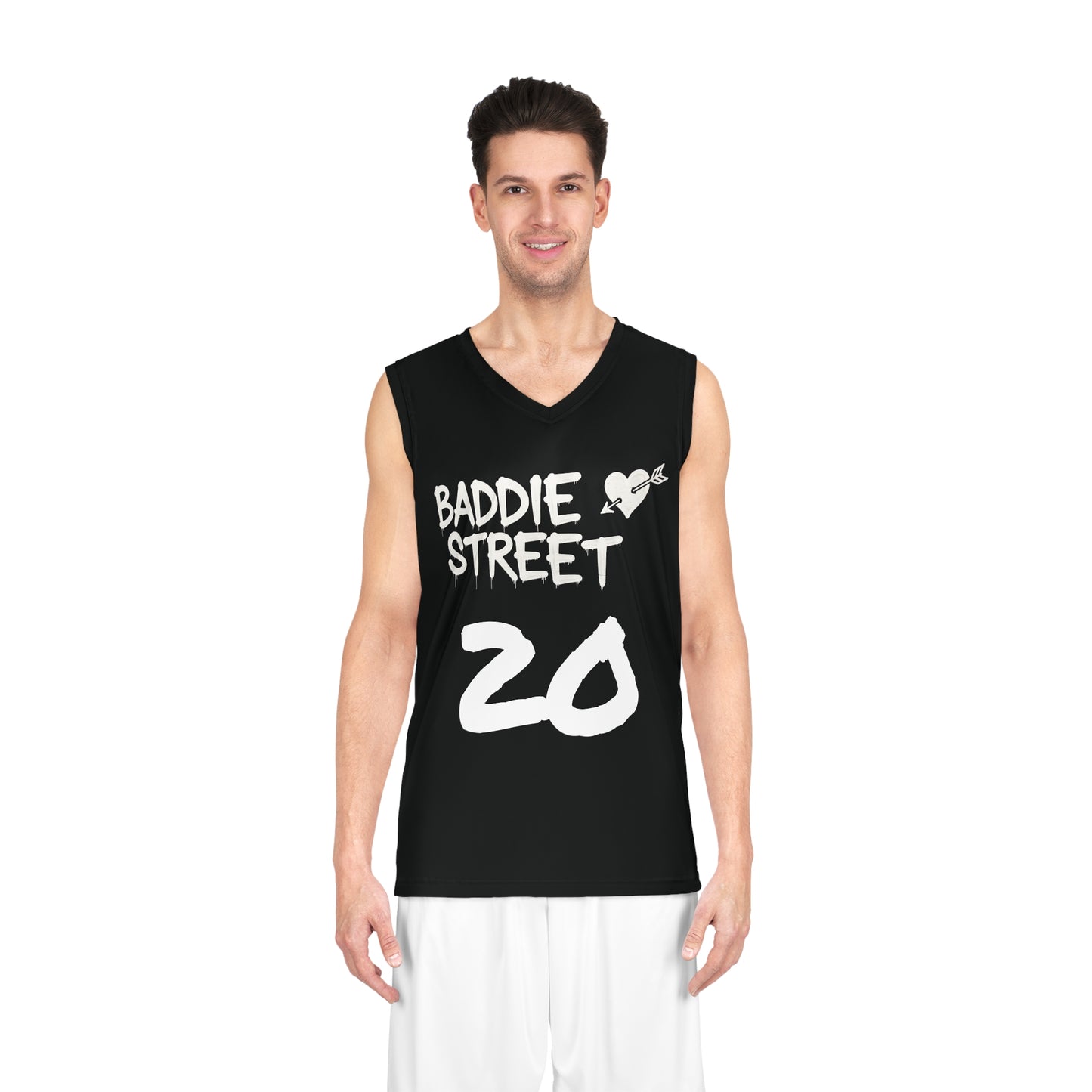 Limited Edition Black & White "Baddie Street" #20 Arrow Heart Alt. Basketball Jersey