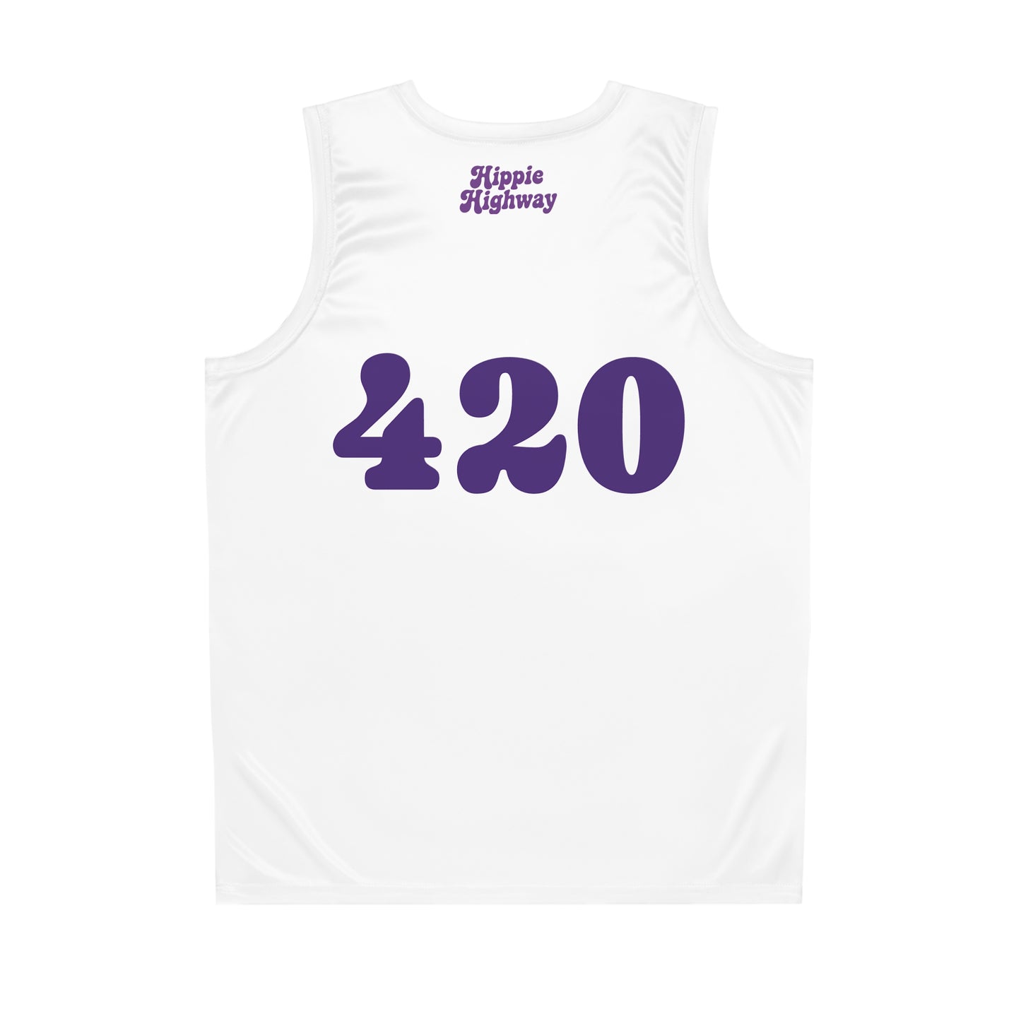 White "Hippie Highway" #420 Purple Haze Bus Basketball Jersey