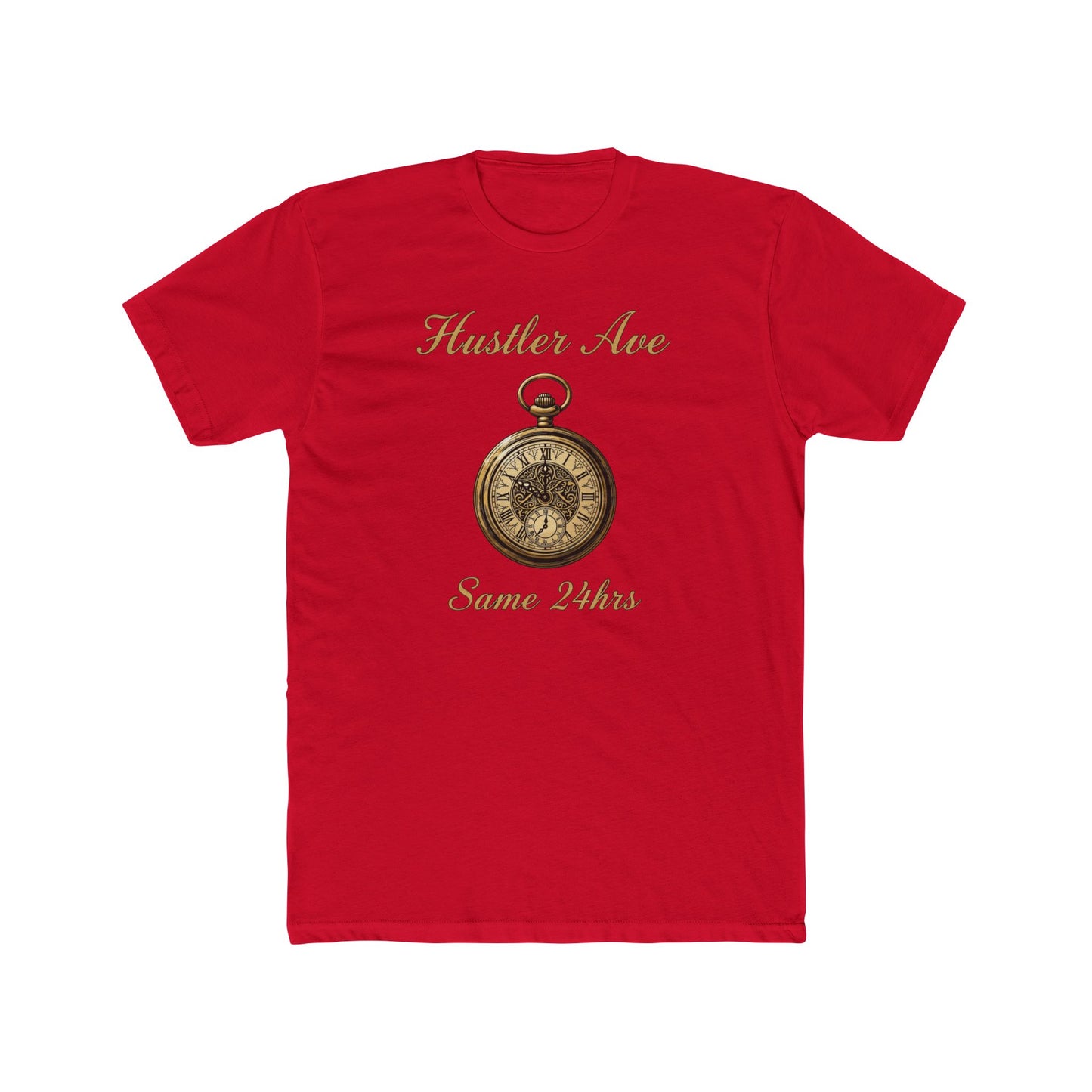"Hustler Ave" Same 24Hrs Pocket Watch Cotton Crew Tee