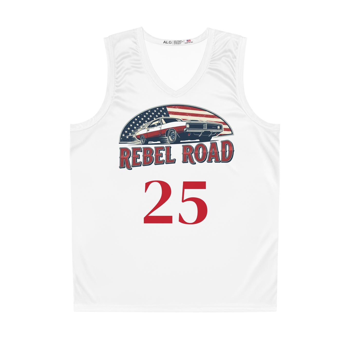 White "Rebel Road" #25 American Muscle Basketball Jersey