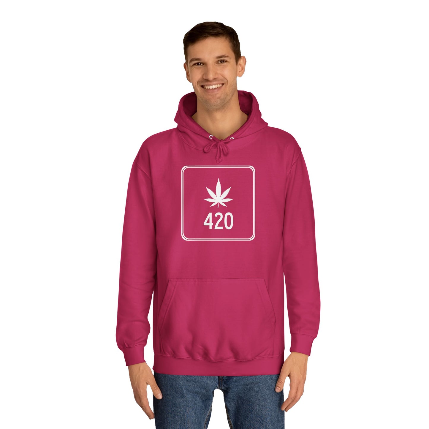 "Hippe Highway" 420 Pot Leaf Sign College Hoodie