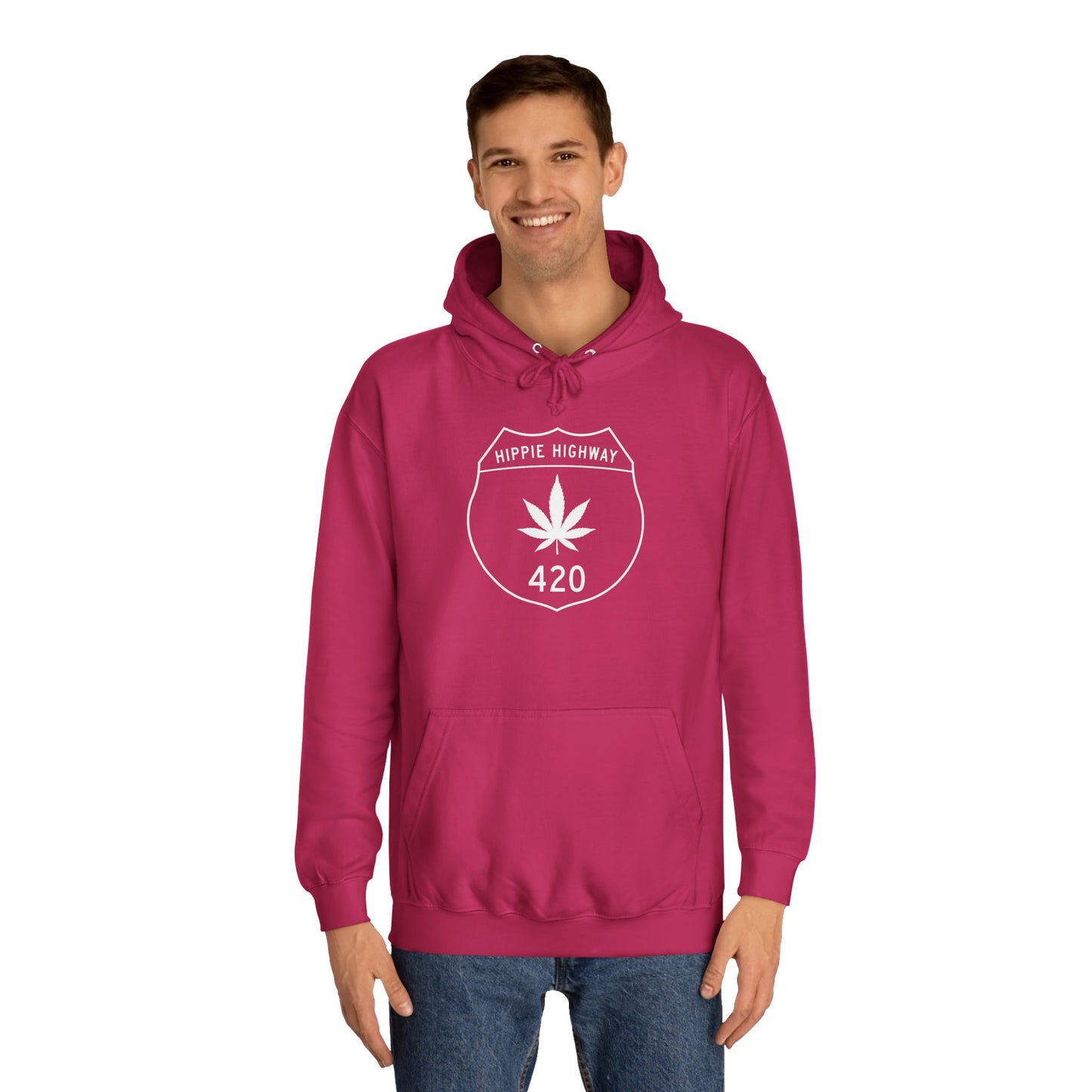 "Hippie Highway" 420 Road Sign College Hoodie