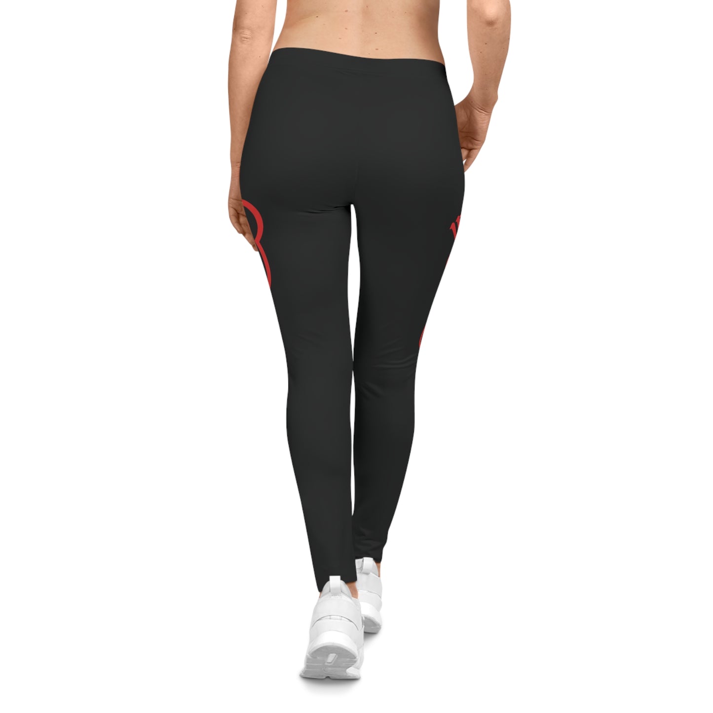 "Wicked Way" Deady Bear Black & Red Women's Casual Leggings