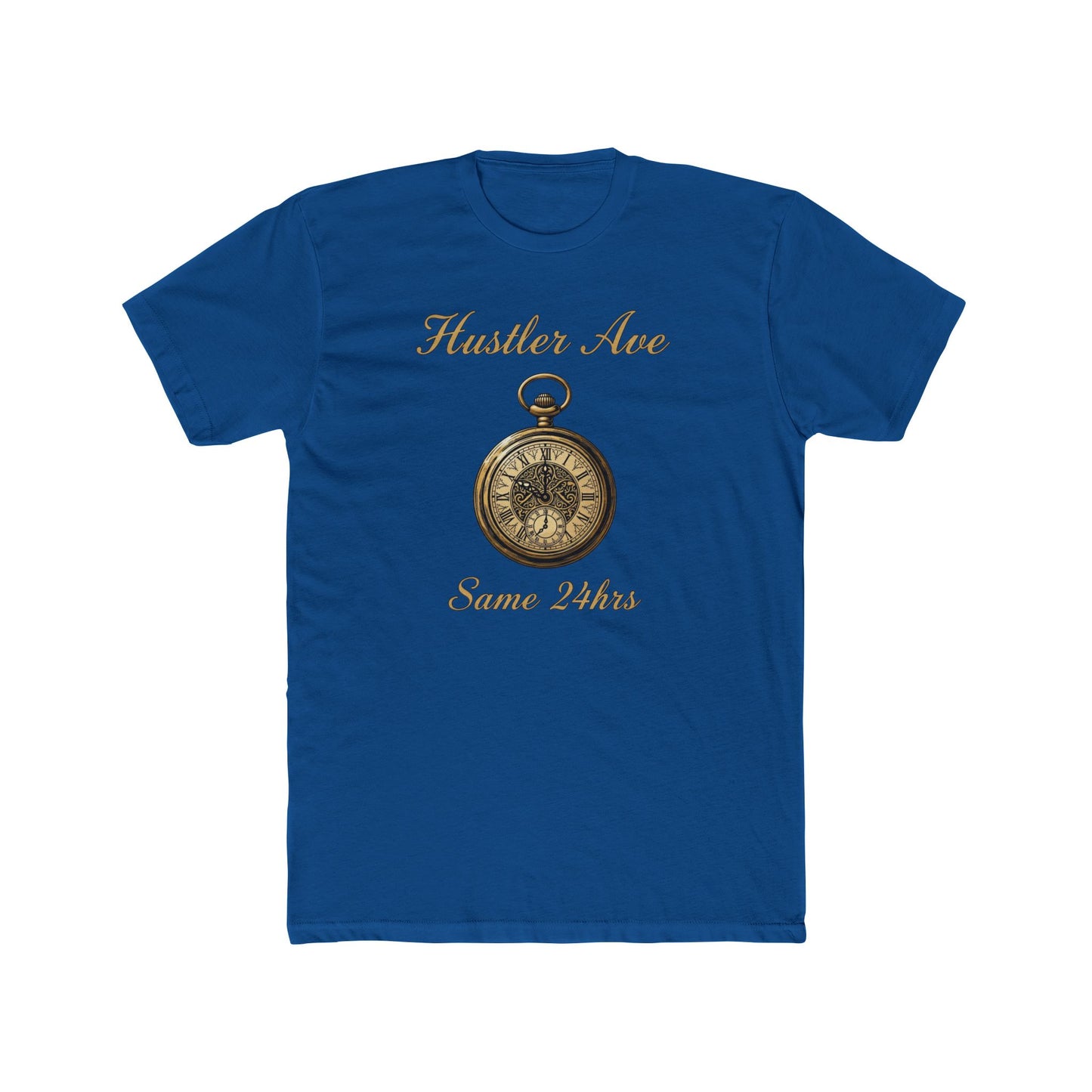 "Hustler Ave" Same 24Hrs Pocket Watch Cotton Crew Tee