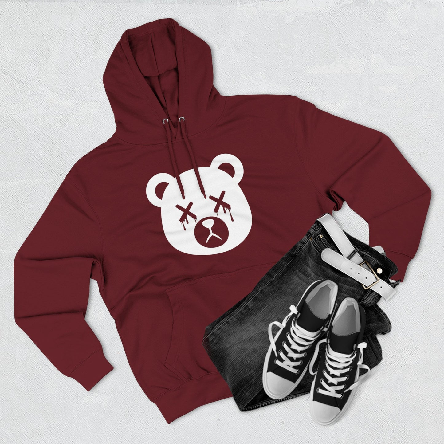 "Wicked Way" Dead Bear Head Solo White Logo Hoodie