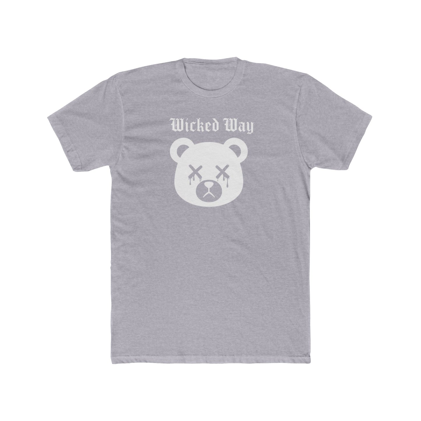 "Wicked Way" Dead Bear Head White Logo Cotton Crew Tee
