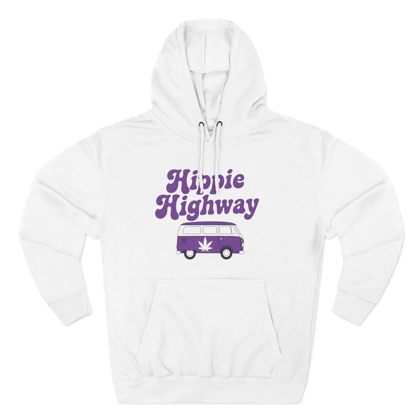 White "Hippie Highway" Purple Haze Bus Fleece Hoodie
