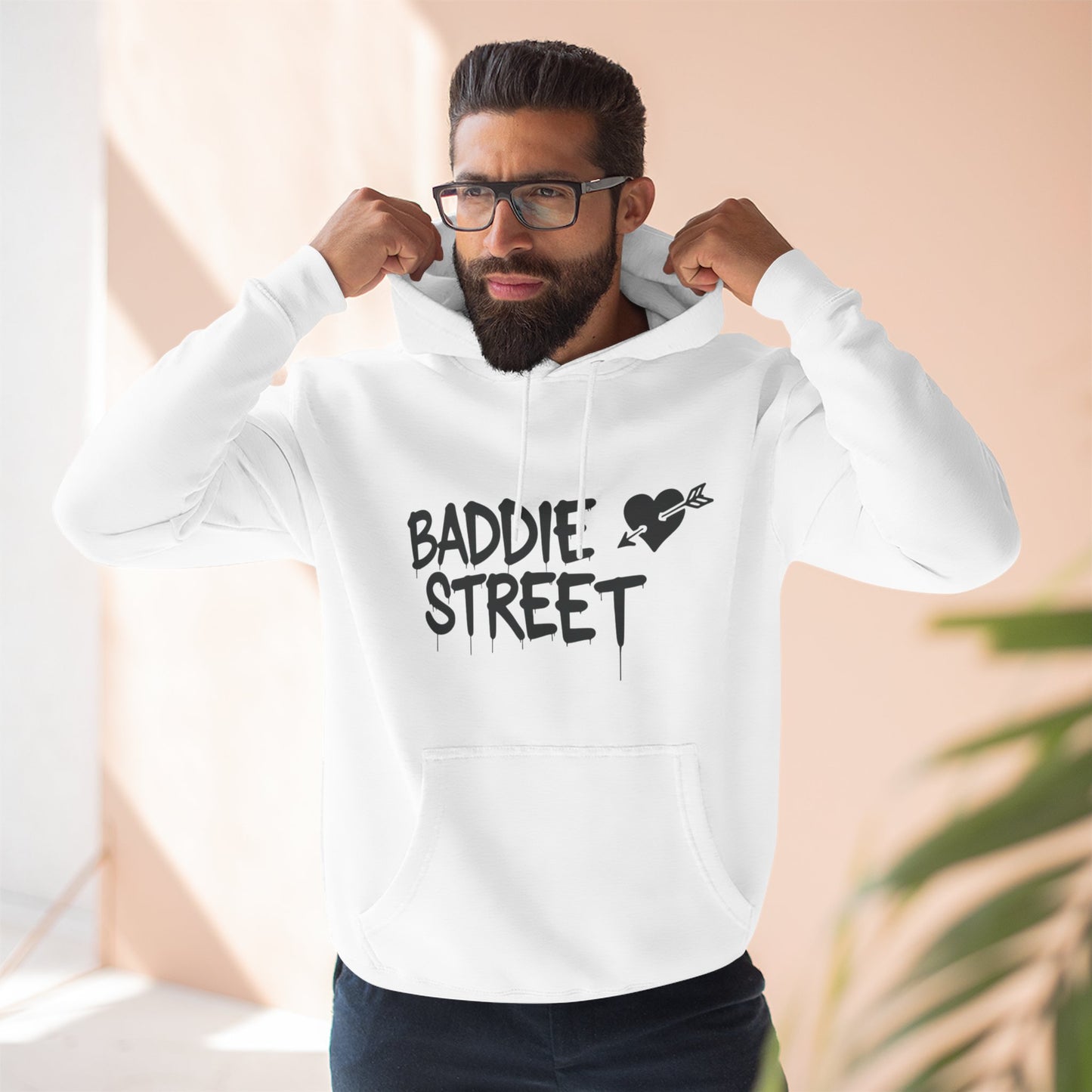 "Baddie Street" Arrow Heart V2 Front V1 Back Logo Fleece Hoodie