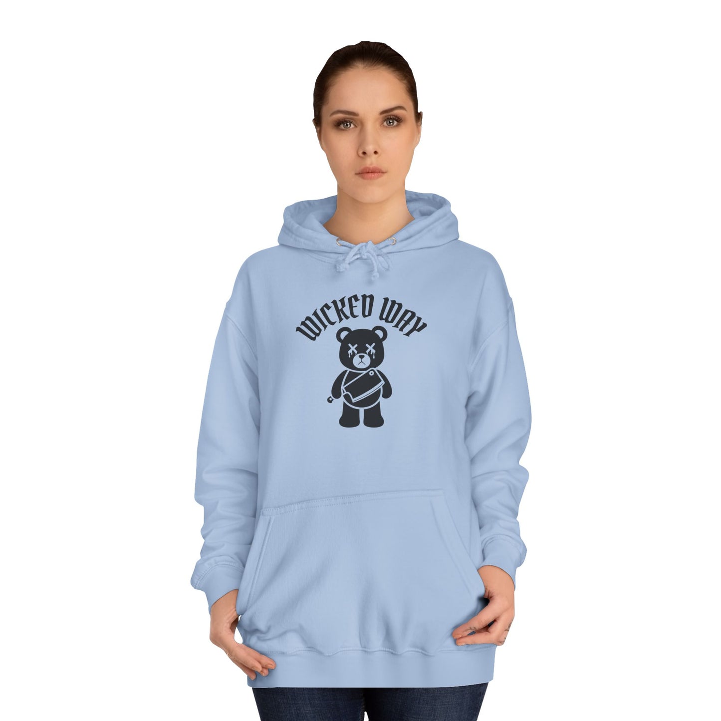 "Wicked Way" Deady Bear Butcher Knife Black Logo College Hoodie
