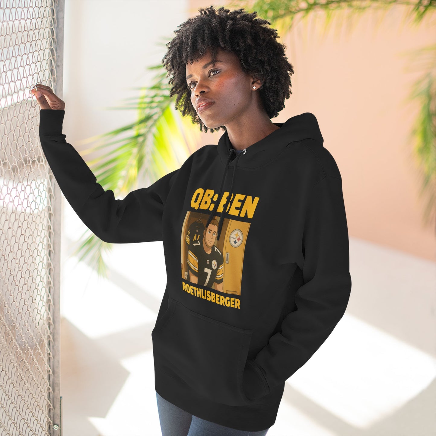 Anime Football 'QB: Ben Roethlisberger' Three-Panel Fleece Hoodie