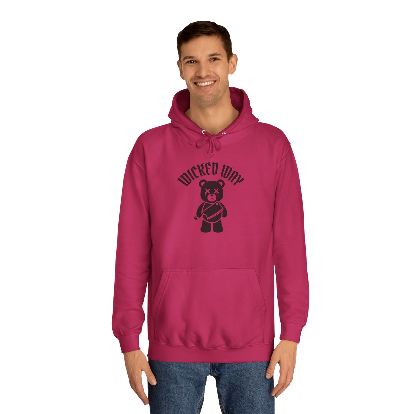 "Wicked Way" Deady Bear Butcher Knife Black Logo College Hoodie