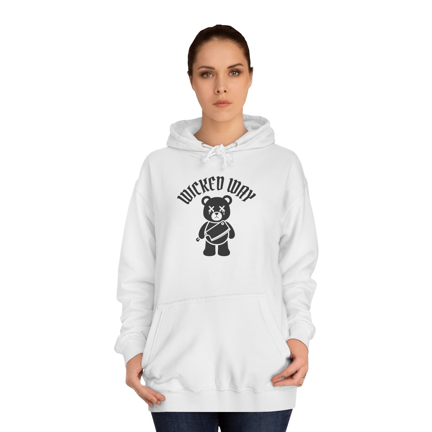 "Wicked Way" Deady Bear Butcher Knife Black Logo College Hoodie