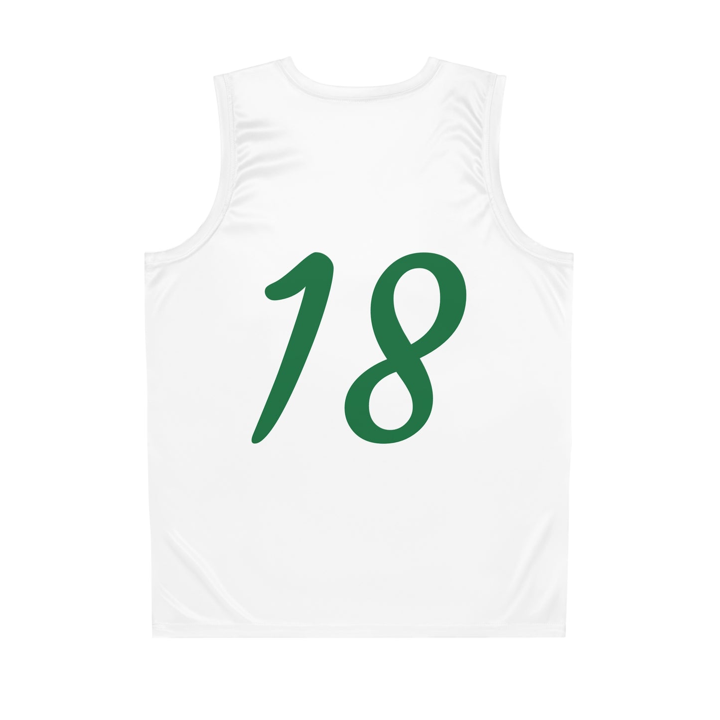 White & Green "Hustler Ave" #18 Basketball Jersey