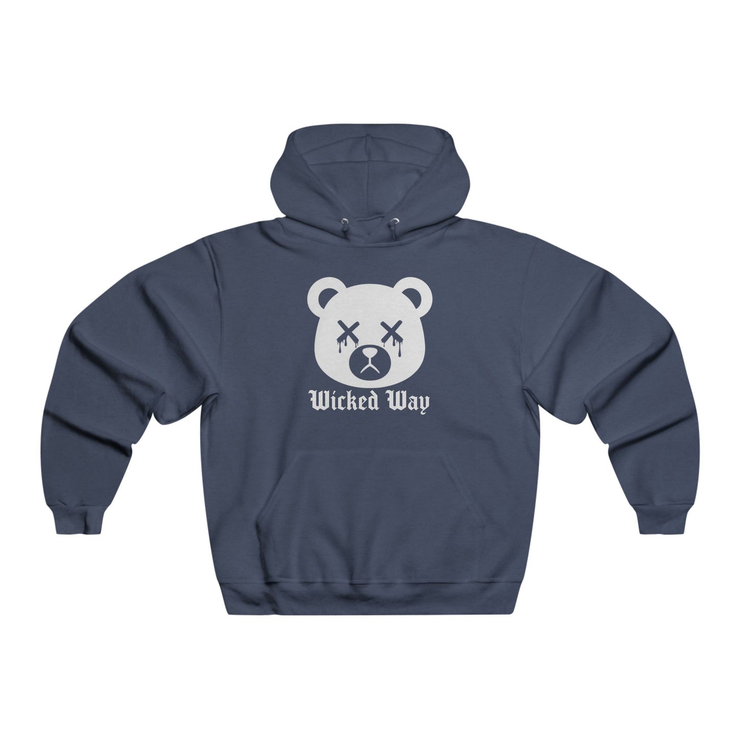 "Wicked Way" Dead Bear Head White Logo Lightweight Hoodie