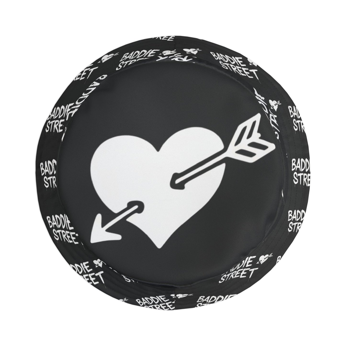 "Baddie Street" Arrow Heart Black Bucket Hat