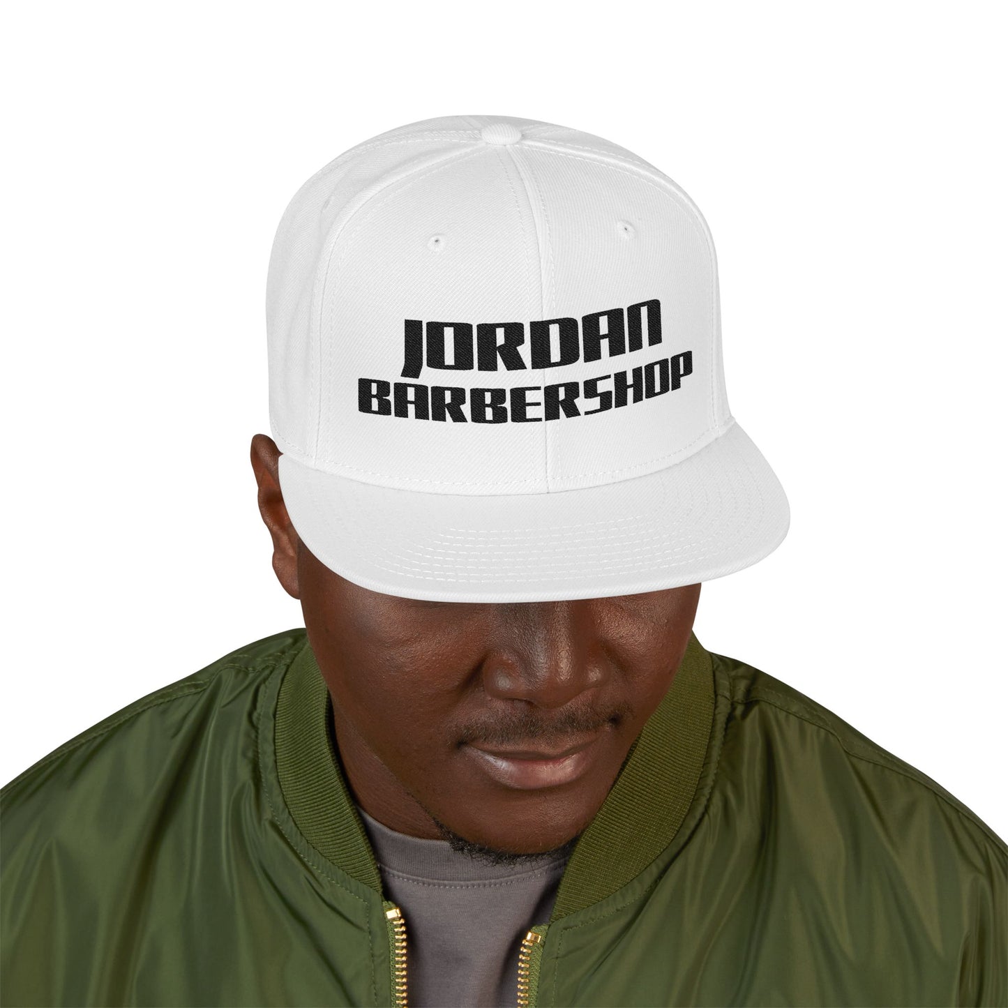 Jordan Barbershop Black Text Snapback