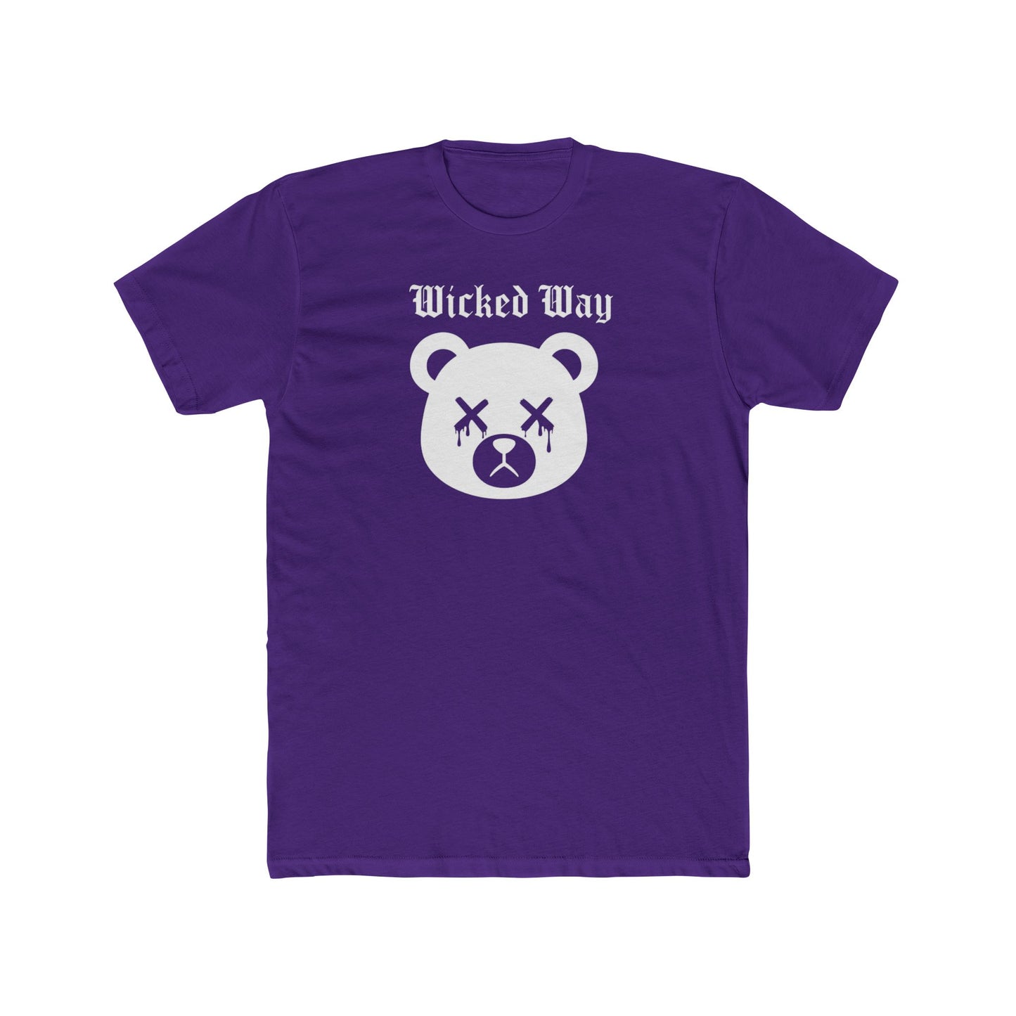 "Wicked Way" Dead Bear Head White Logo Cotton Crew Tee