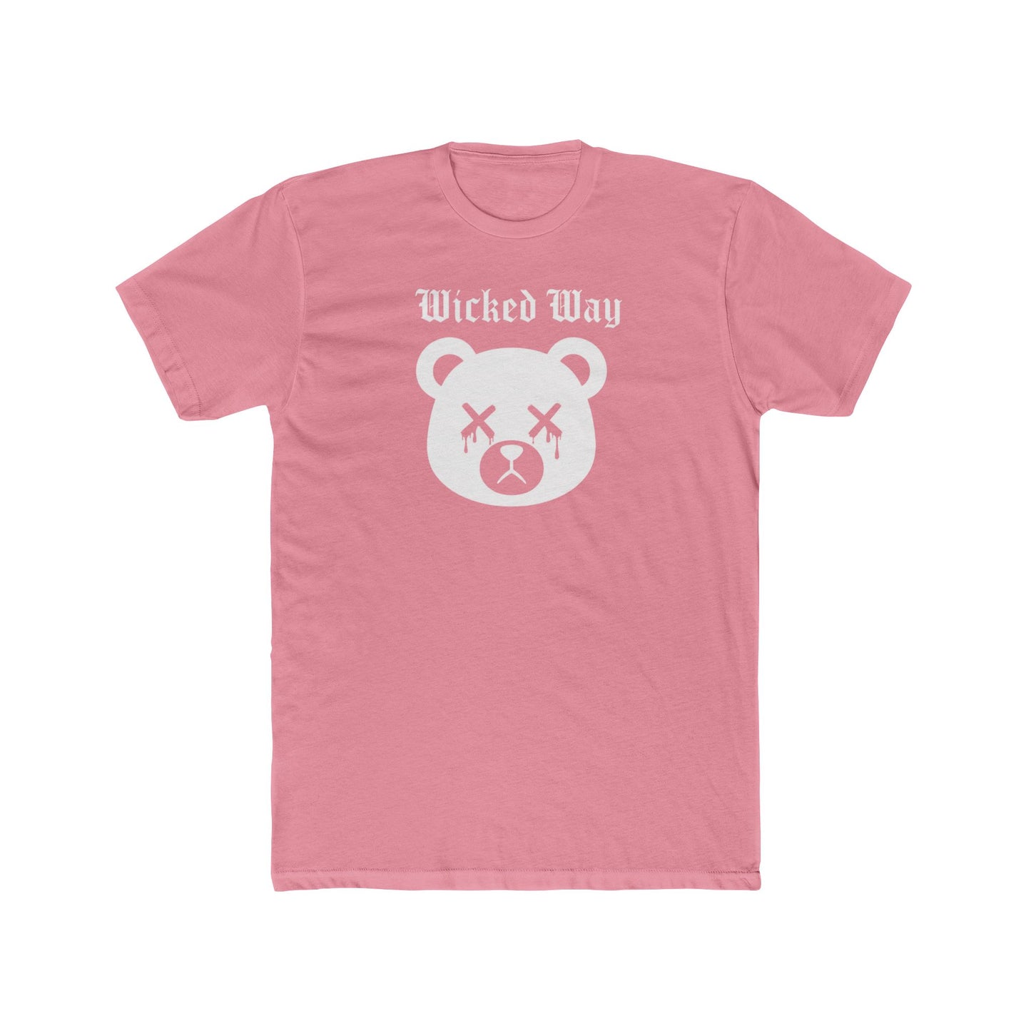 "Wicked Way" Dead Bear Head White Logo Cotton Crew Tee
