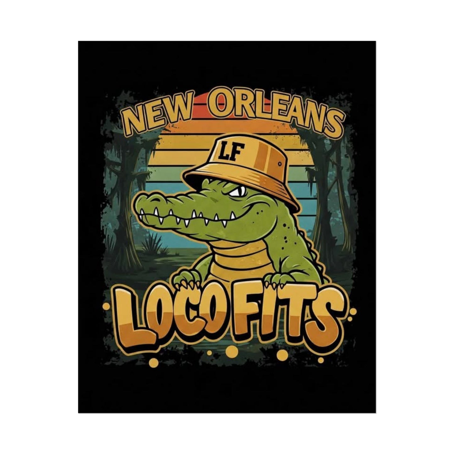 New Orleans Loco Fits Gator Wall Art Poster - Loco Fits Design