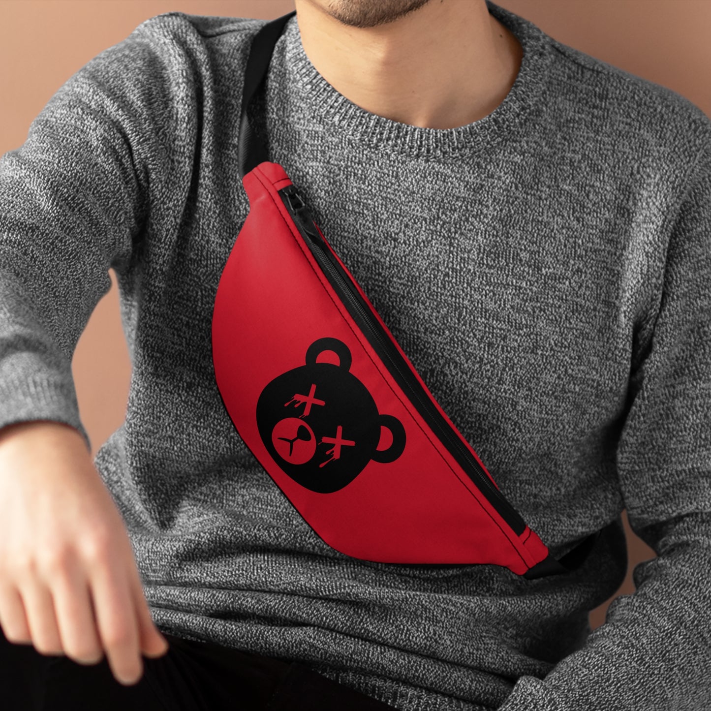 Red "Wicked Way" Dead Bear Head Fanny Pack