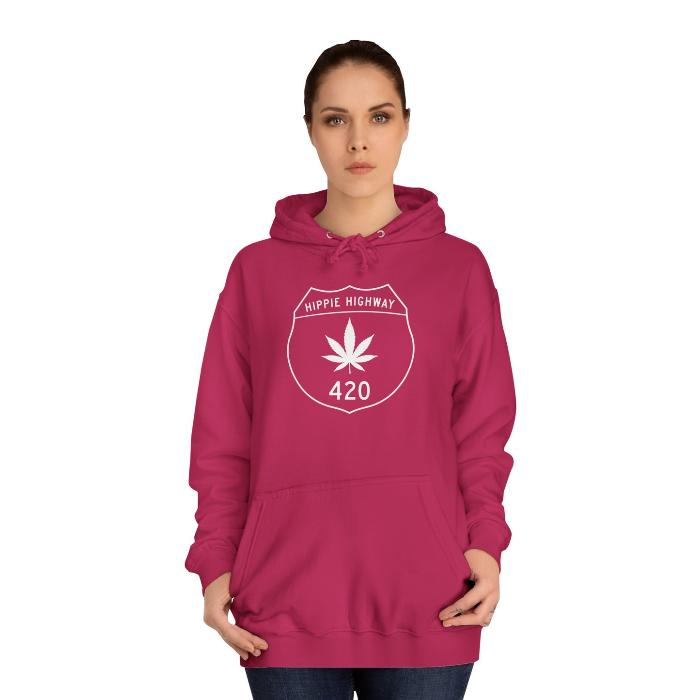 "Hippie Highway" 420 Road Sign College Hoodie