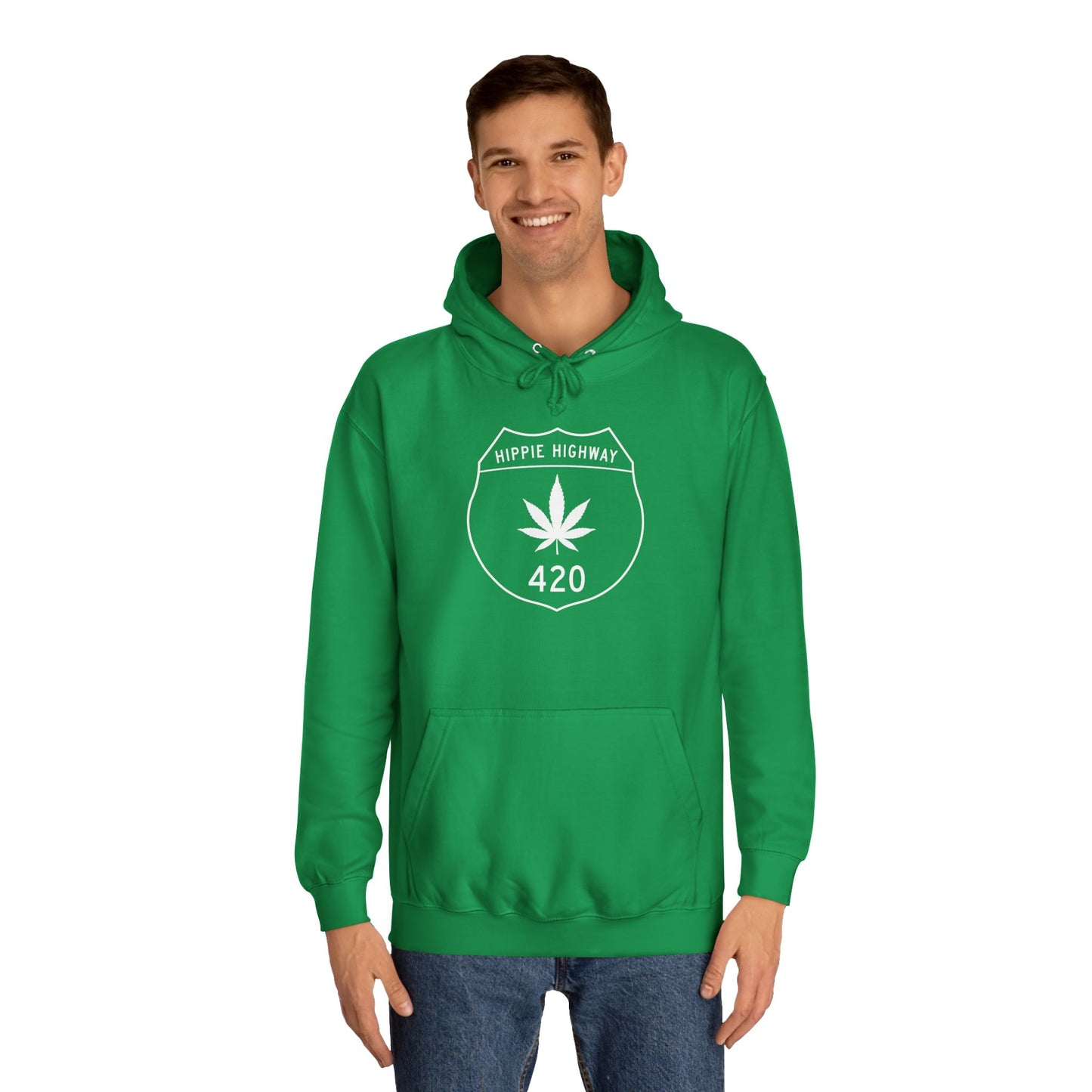 "Hippie Highway" 420 Road Sign College Hoodie