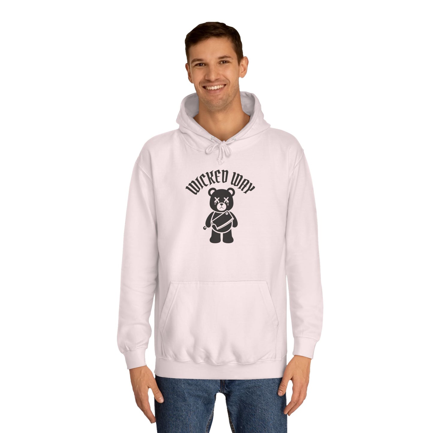 "Wicked Way" Deady Bear Butcher Knife Black Logo College Hoodie