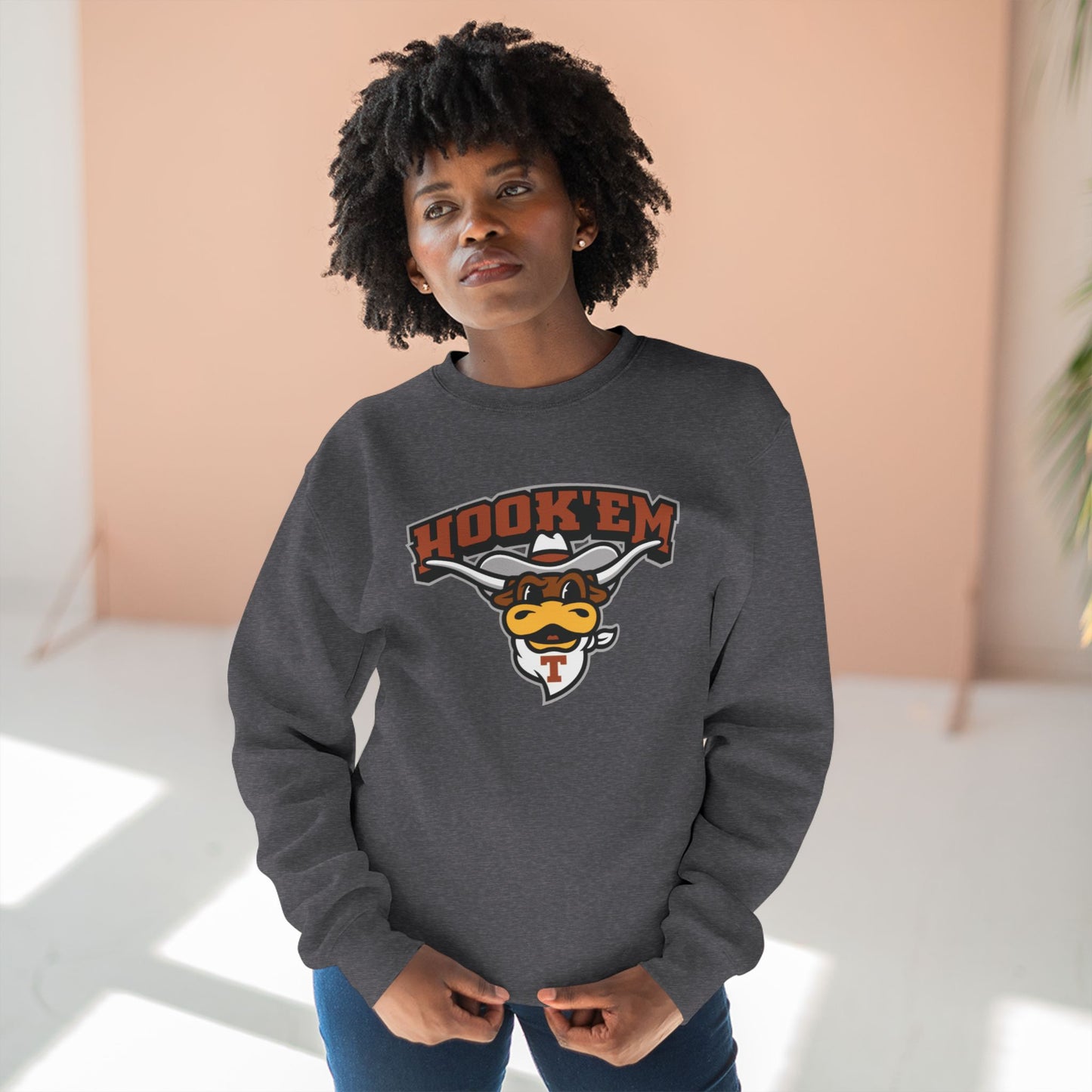 'Texas Hook Em Bevo' Cotton Crewneck Sweatshirt
