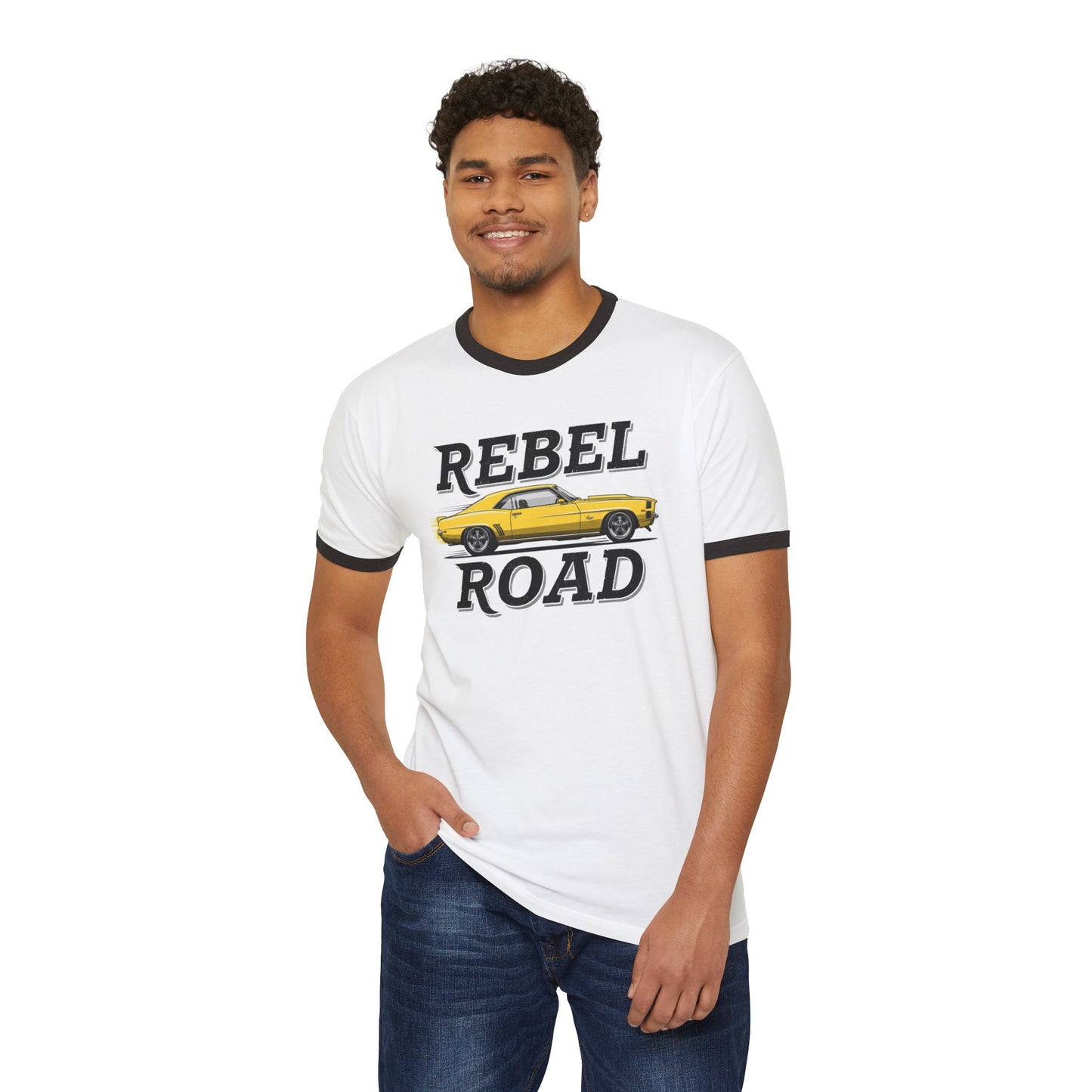 "Rebel Road" Straight Away Cotton Ringer T-Shirt