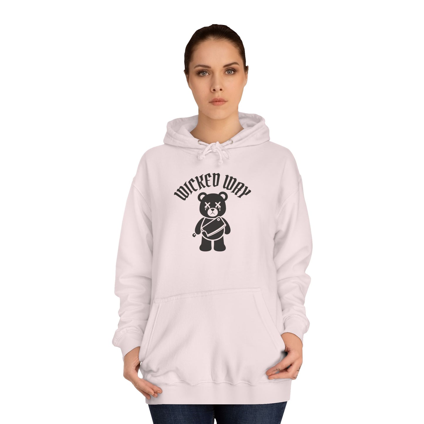 "Wicked Way" Deady Bear Butcher Knife Black Logo College Hoodie
