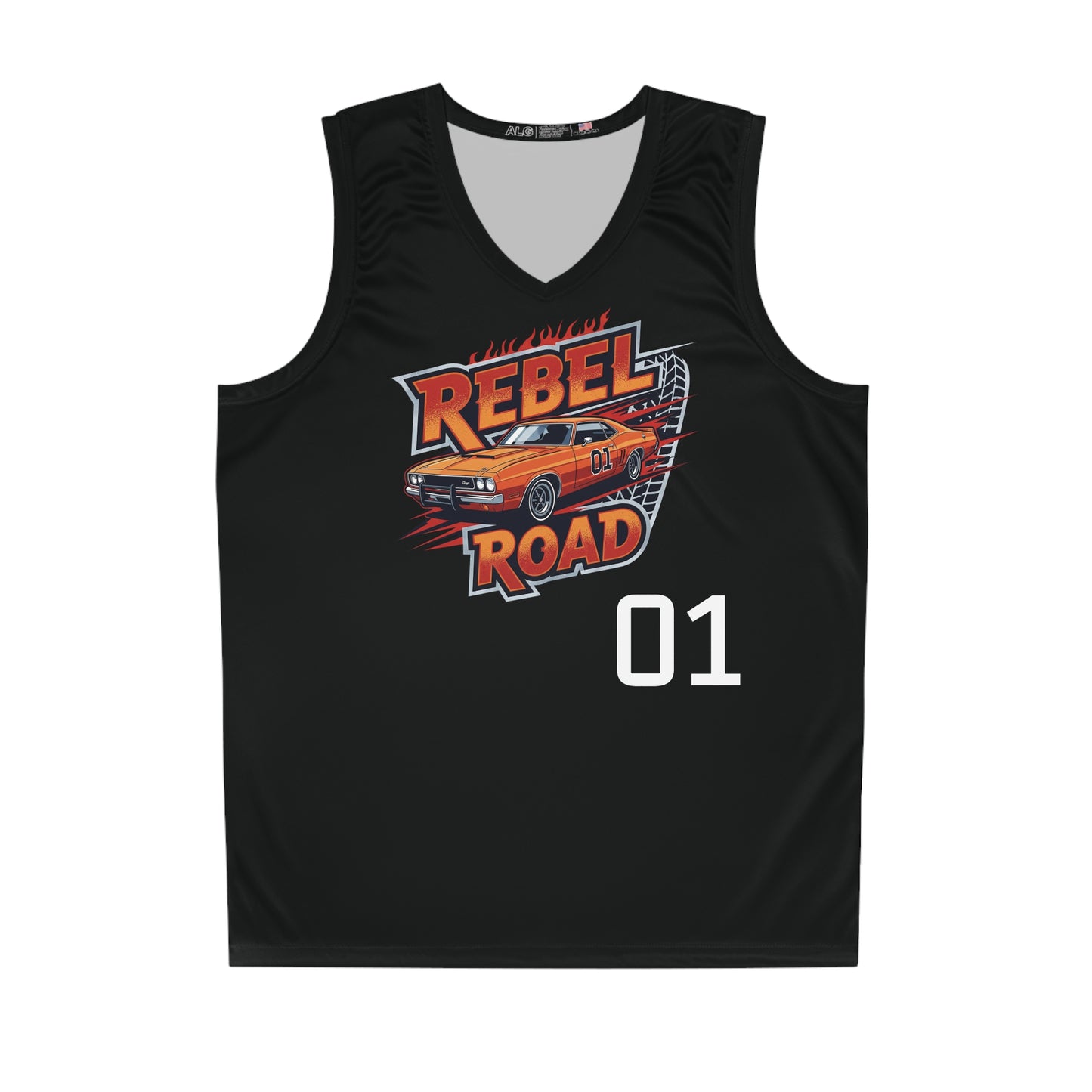 Black "Rebel Road" #01 Iconic Muscle Basketball Jersey