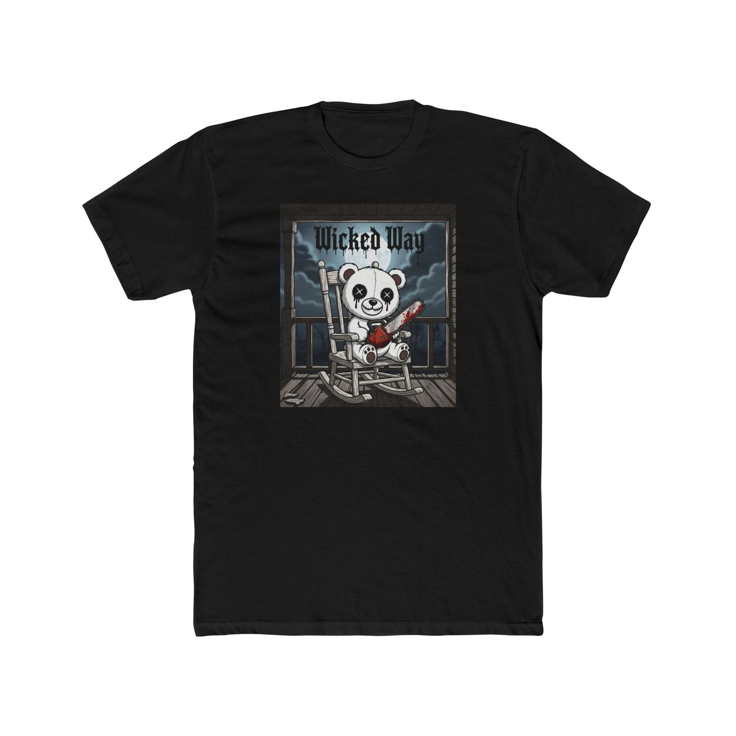 "Wicked Way" Chainsaw Deady Bear on Porch Graphic T-Shirt