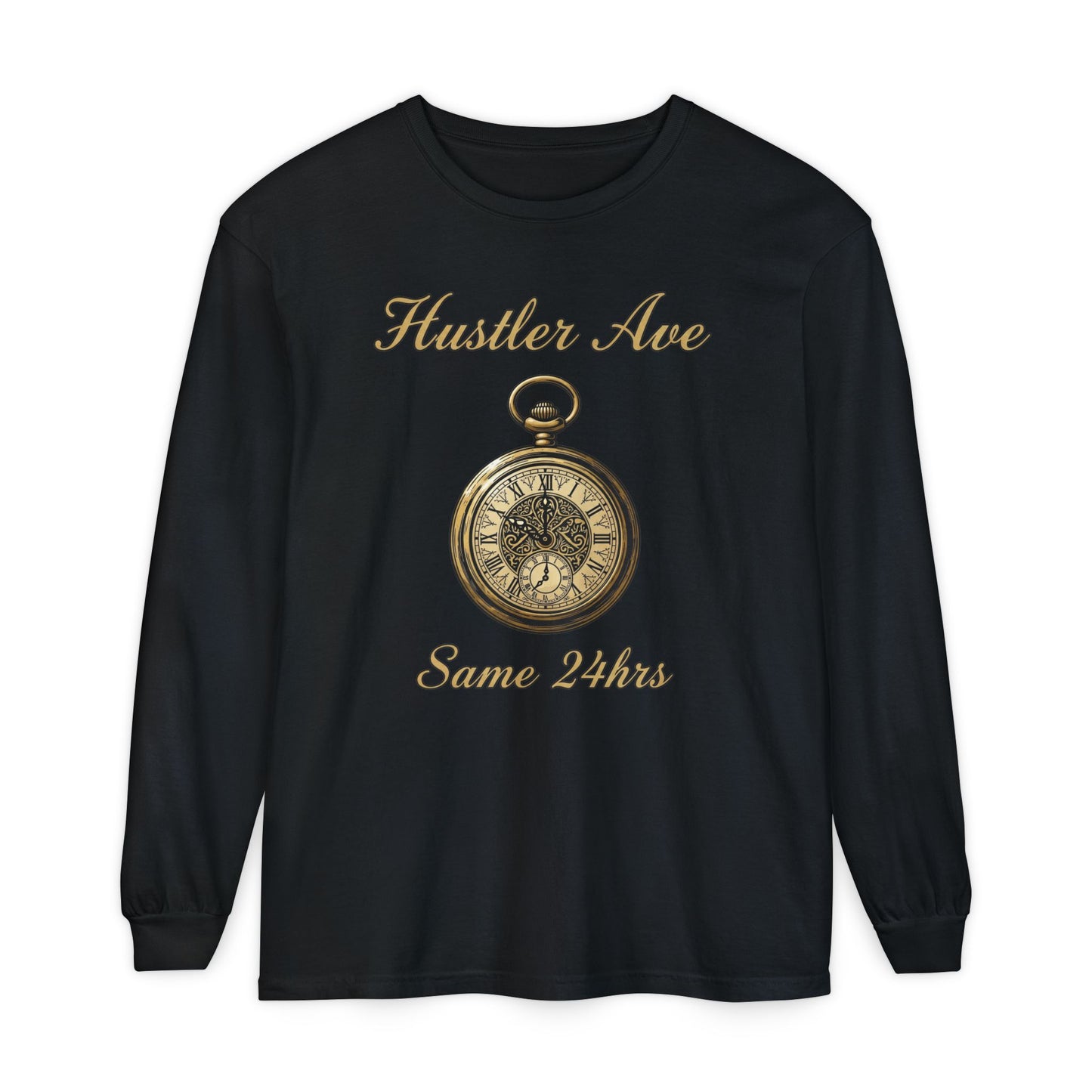 "Hustler Ave" Same 24Hrs Pocket Watch Long Sleeve Tee
