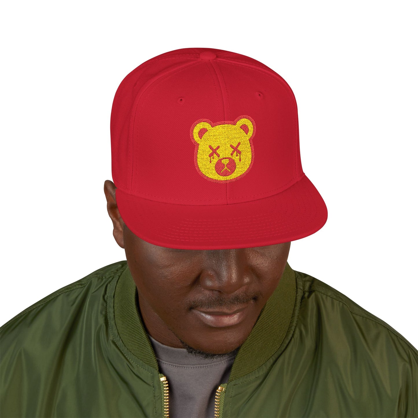 "Wicked Way" Deady Bear Head Yellow & Red Logo Snapback