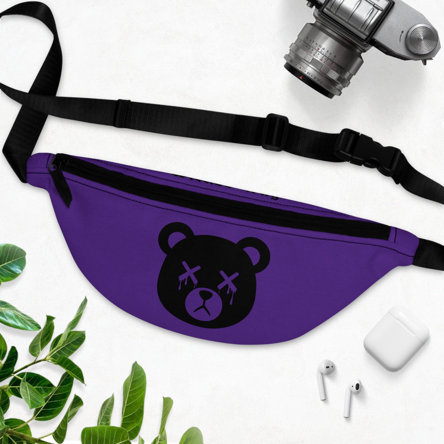 Purple "Wicked Way" Dead Bear Head Fanny Pack