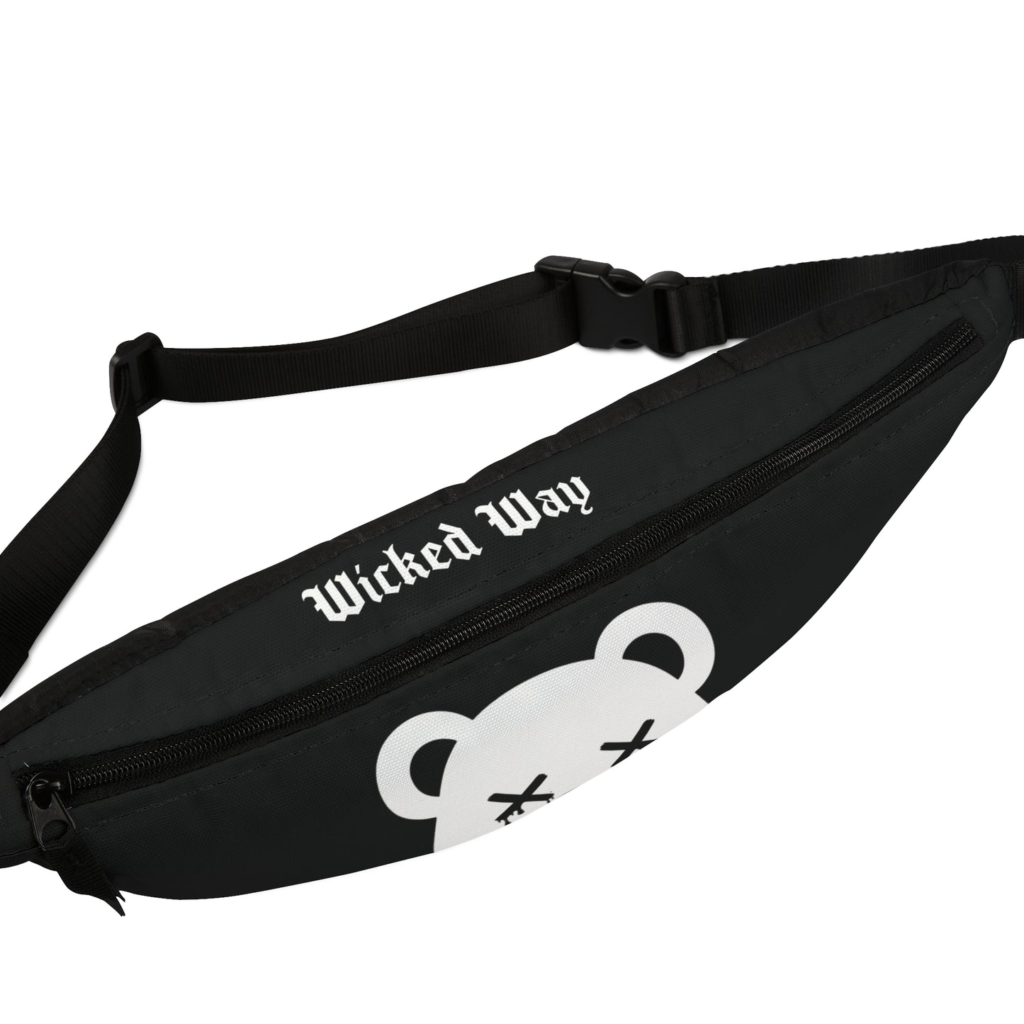 Black w/ White Logo "Wicked Way" Dead Bear Head Fanny Pack