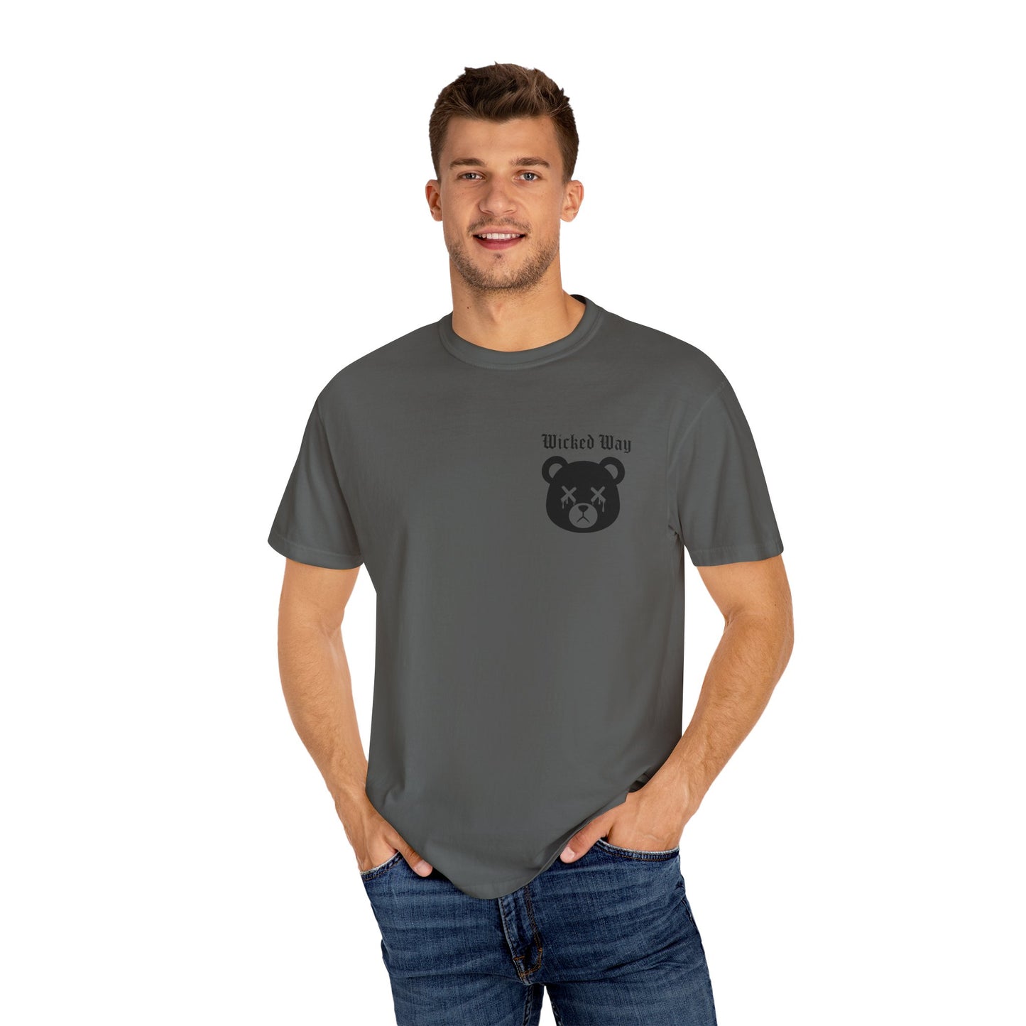 "Wicked Way" Dead Bear Head Pocket Logo Graphic T-Shirt (Multi Color Options)