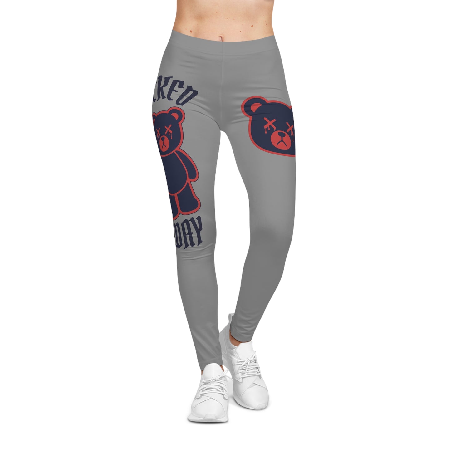 "Wicked Way" Deady Bears Grey, Red & Blue Women's Casual Leggings