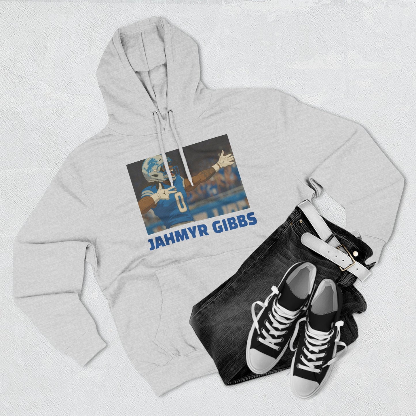 Anime Football 'Jahmyr Gibbs' Three-Panel Fleece Hoodie
