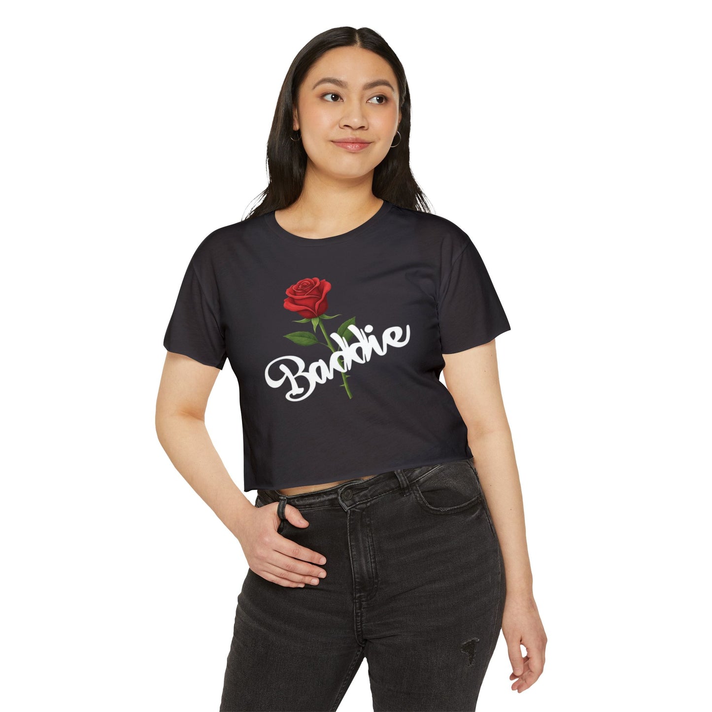 "Baddie Street" Labeled Baddie Rose Women's Crop Top