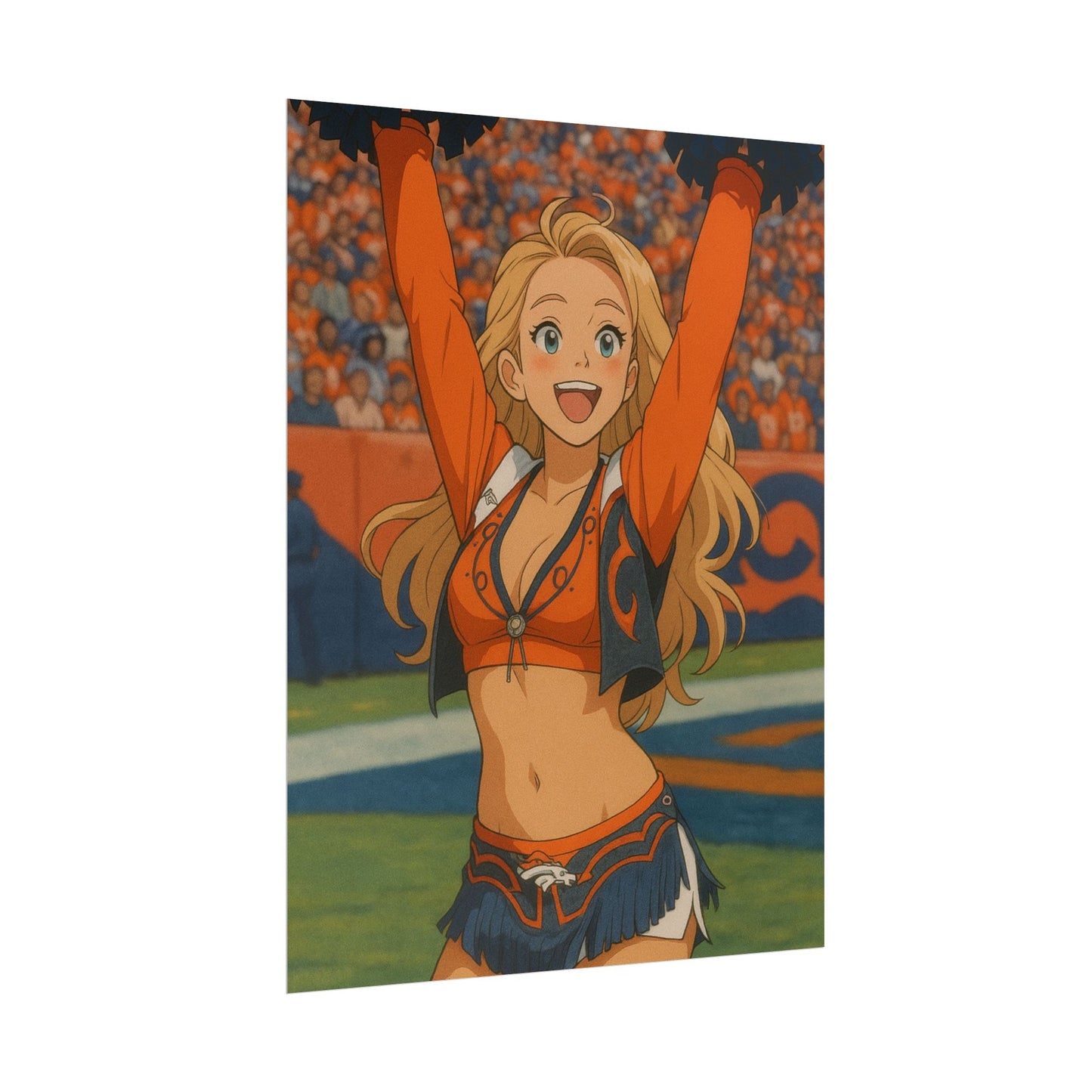 Loco Fits Anime Girls 'Broncos Cheerleader On-Field 1' Poster