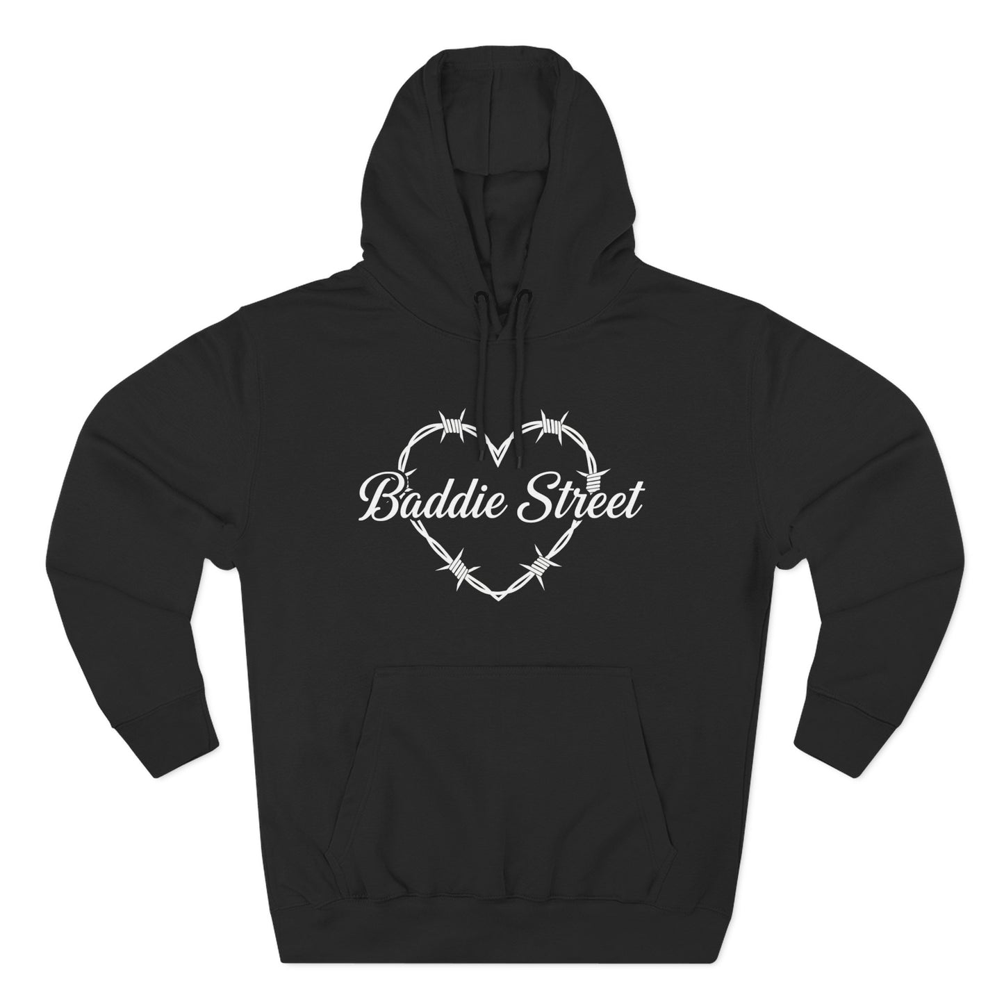 Exclusive "Baddie Street" Heart of Barbed Wire Script Fleece Hoodie