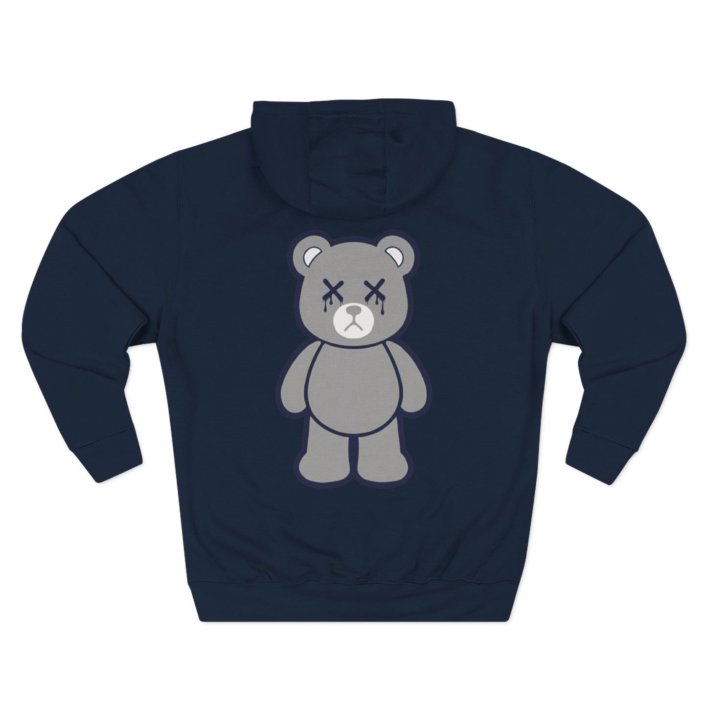 Navy "Wicked Way" Deady Bear Grey, White, Navy Fleece Hoodie