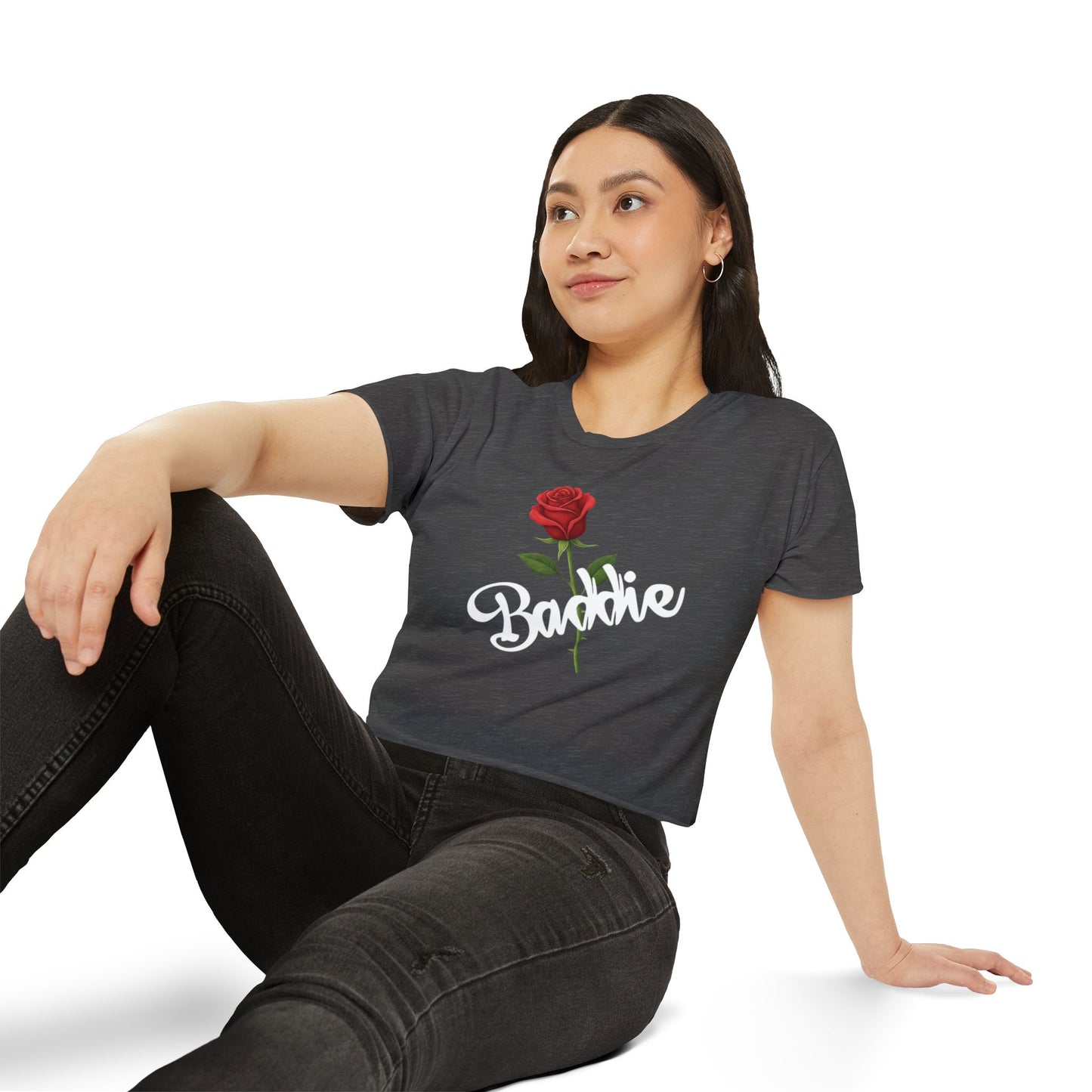 "Baddie Street" Labeled Baddie Rose Women's Crop Top