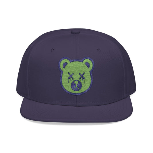 "Wicked Way" Deady Bear Head Green & Blue Snapback