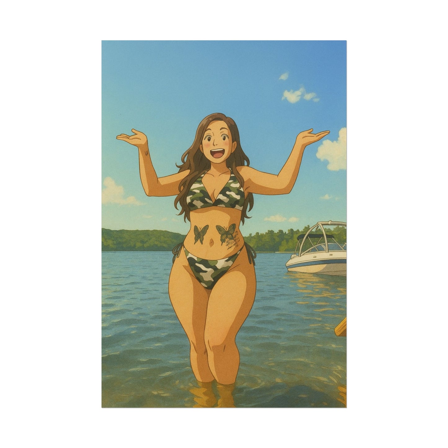 Loco Fits Anime Girls 'Fun at the Lake' Poster