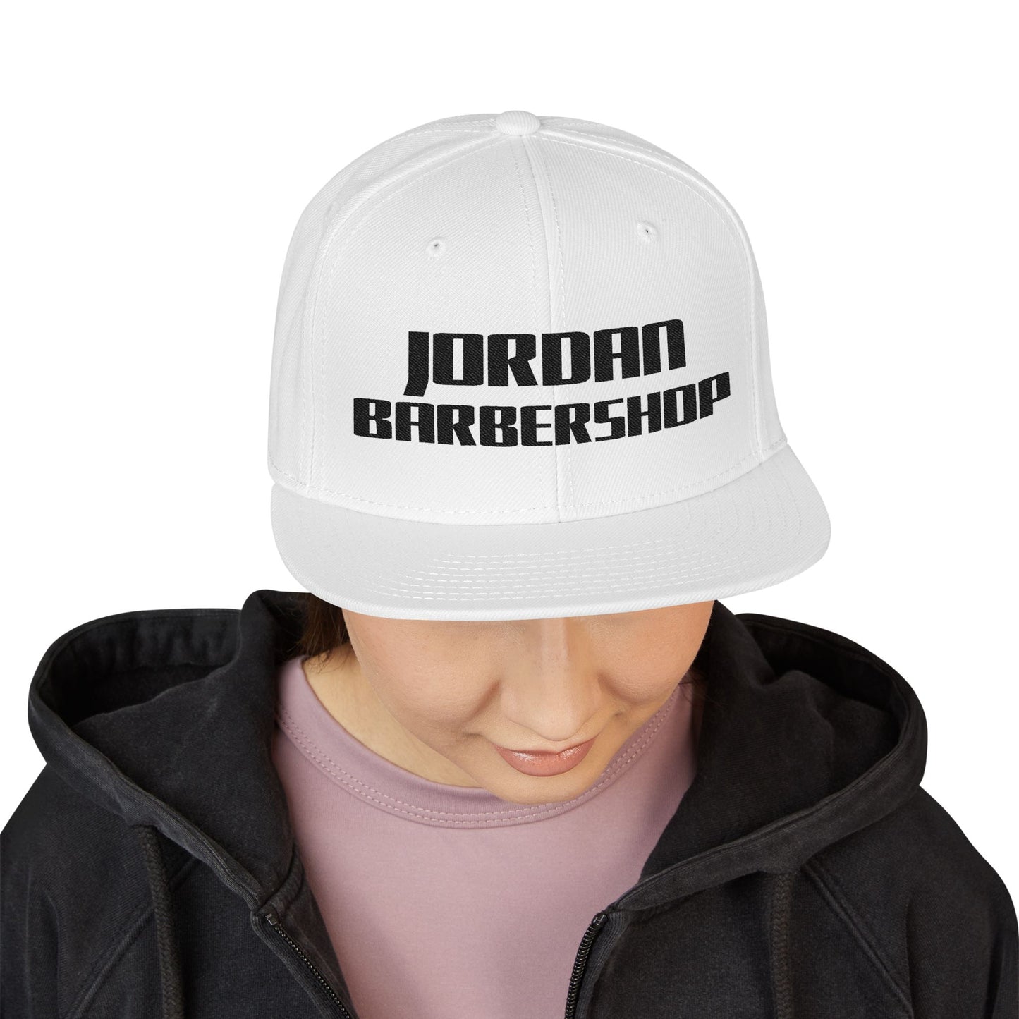 Jordan Barbershop Black Text Snapback