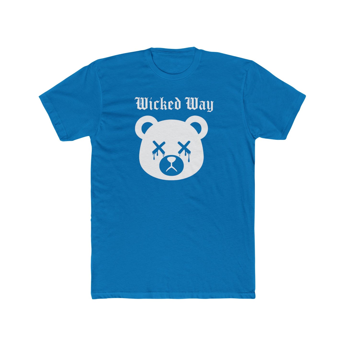 "Wicked Way" Dead Bear Head White Logo Cotton Crew Tee