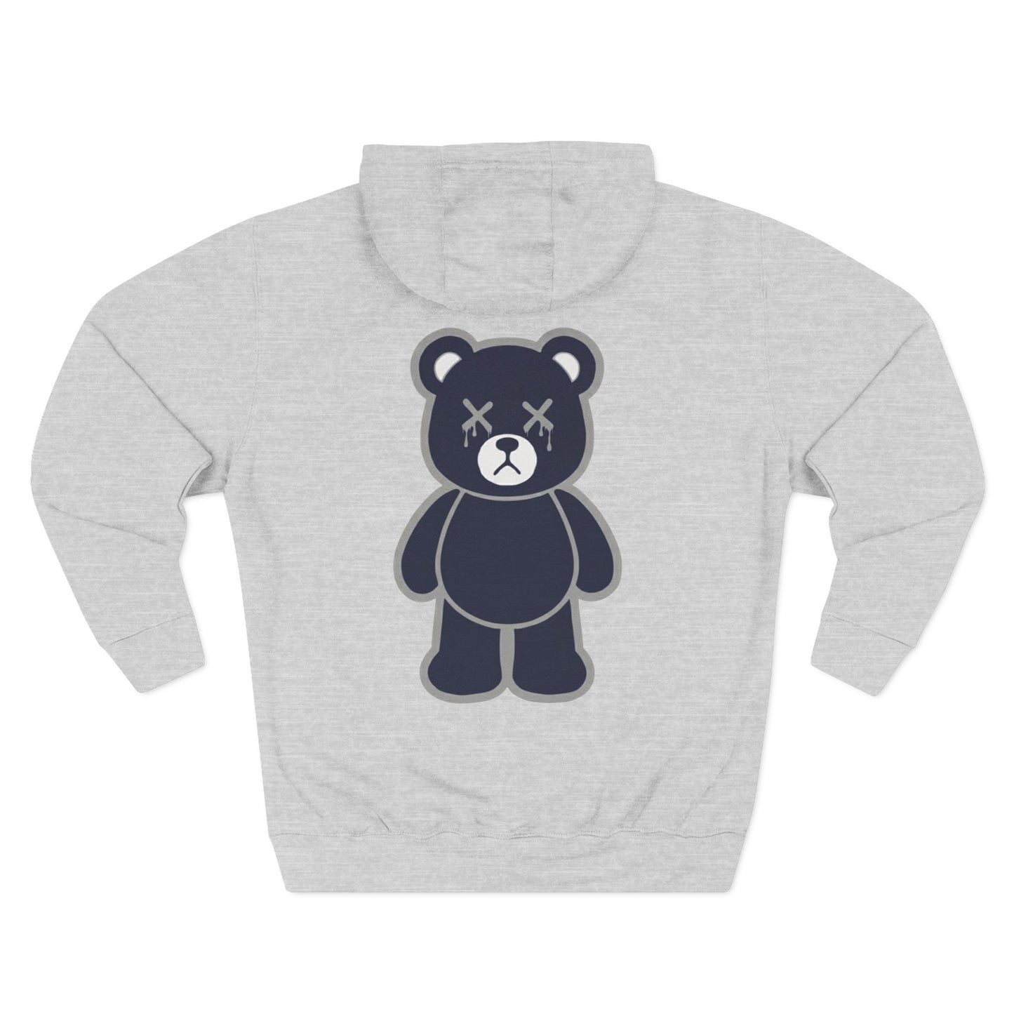 White/Grey "Wicked Way" Deady Bear Navy & Grey Fleece Hoodie